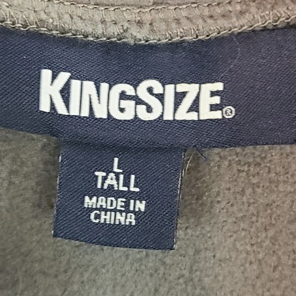 King Size Men's (L-Tall) Gray Fleece Full Zip Sleeveless Vest w/ Zipper Pockets - Picture 7 of 9